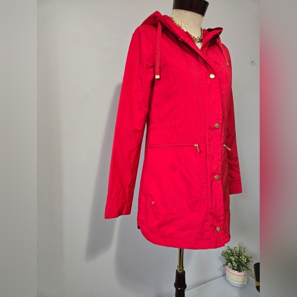 Cole Haan Red Hooded Quilt Lined Jacket. Size XS - Picture 2 of 13